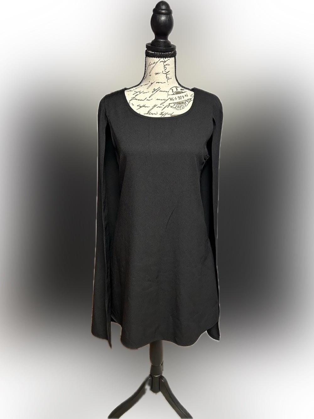 Black Cape-Sleeve Mini Dress - Picture 4 of 6